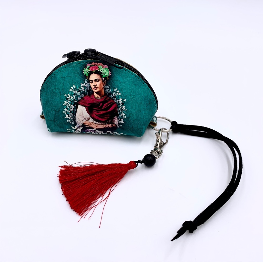 Frida Kahlo Leather Zipper Coin Tassel Purse - Picture 5 of 7